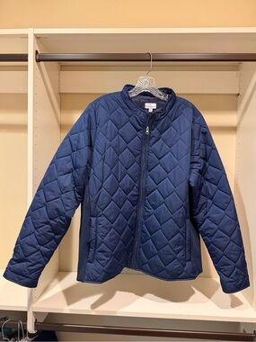 Kim Rogers Navy Diamond Quilted Zip Jacket